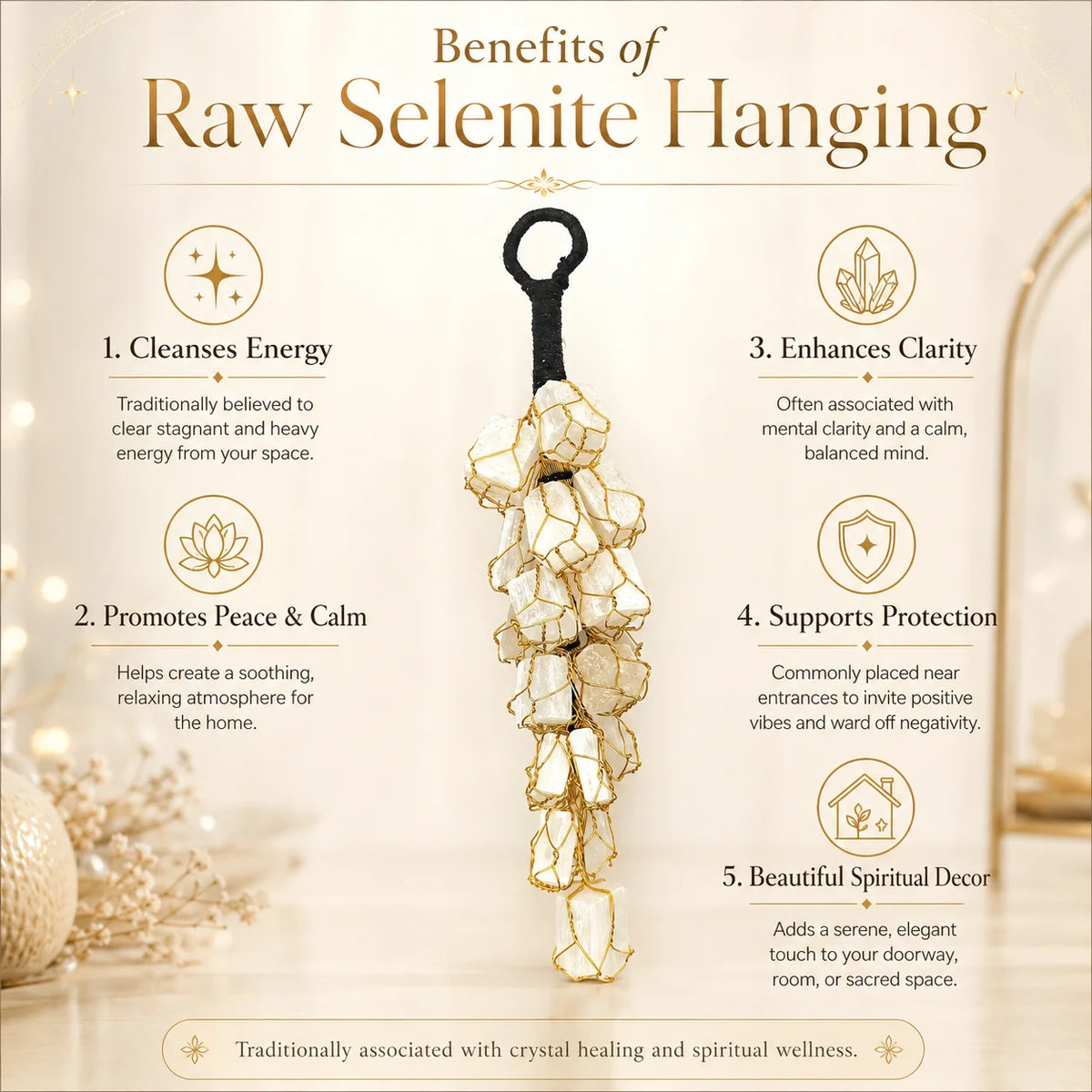 Raw Selenite Hanging
