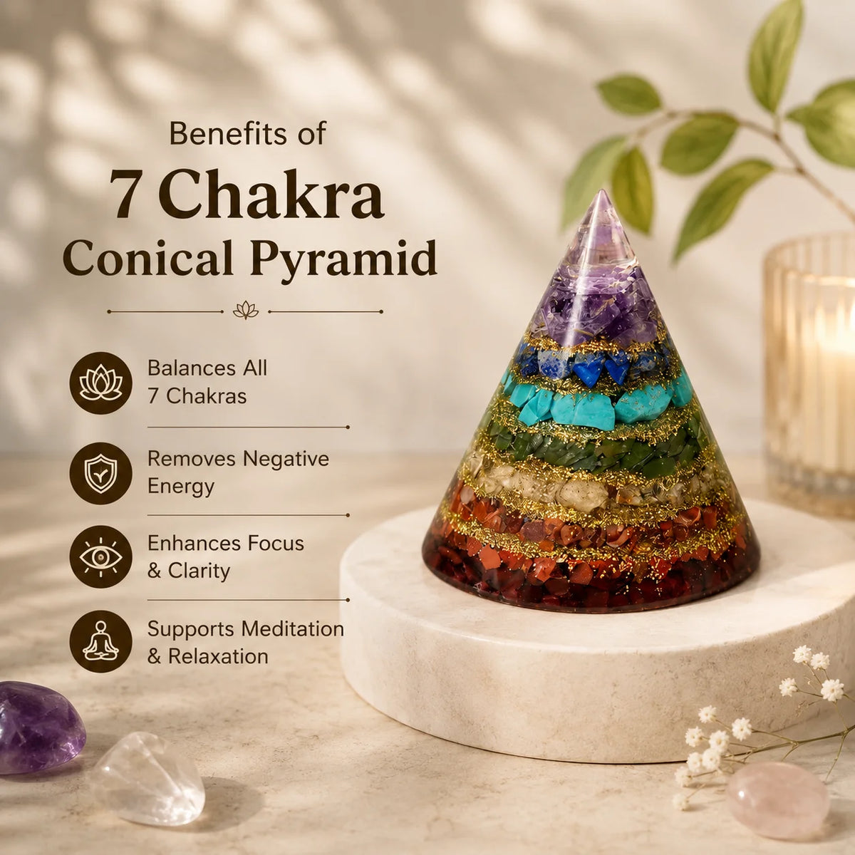 7 Chakra Conical Pyramid