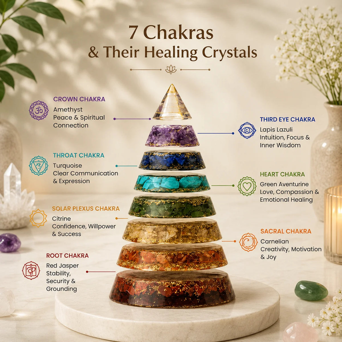 7 Chakra Conical Pyramid