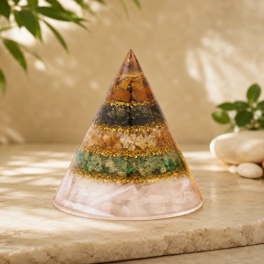 Conical Dhan Yog Pyramid with Selenite Base