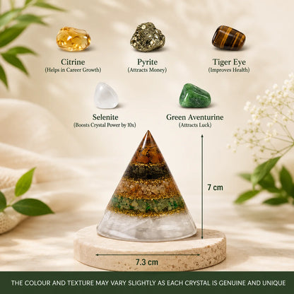 Conical Dhan Yog Pyramid with Selenite Base