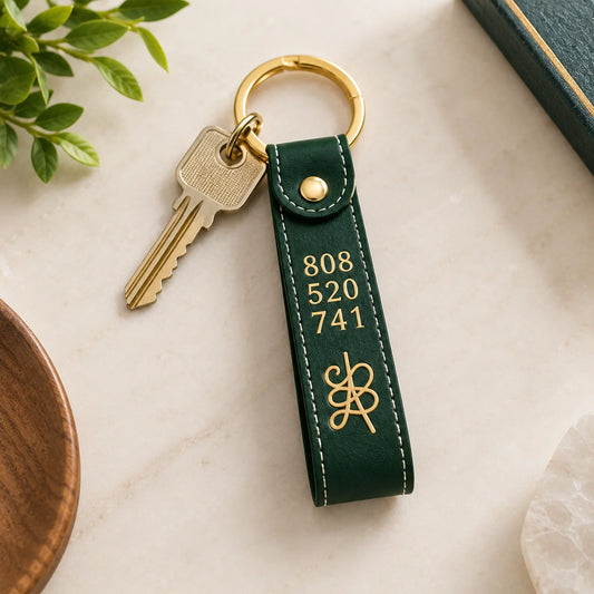 Leather Zibu Number & Symbol Keychain