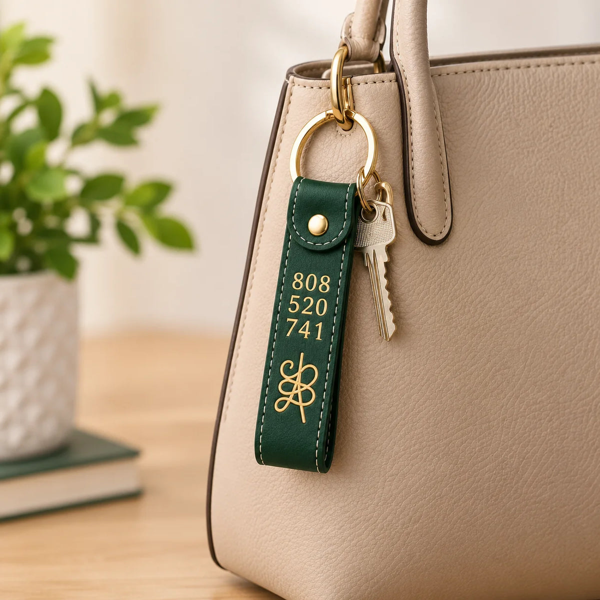 Leather Zibu Number & Symbol Keychain