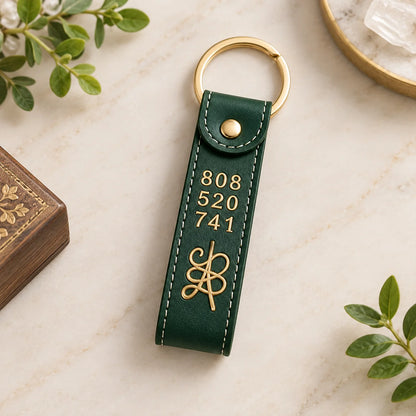 Leather Zibu Number & Symbol Keychain
