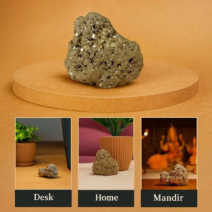 100% Natural Raw Pyrite Stone For Confidence, Success & Vastu Protection for Home/Office - 50–70grms