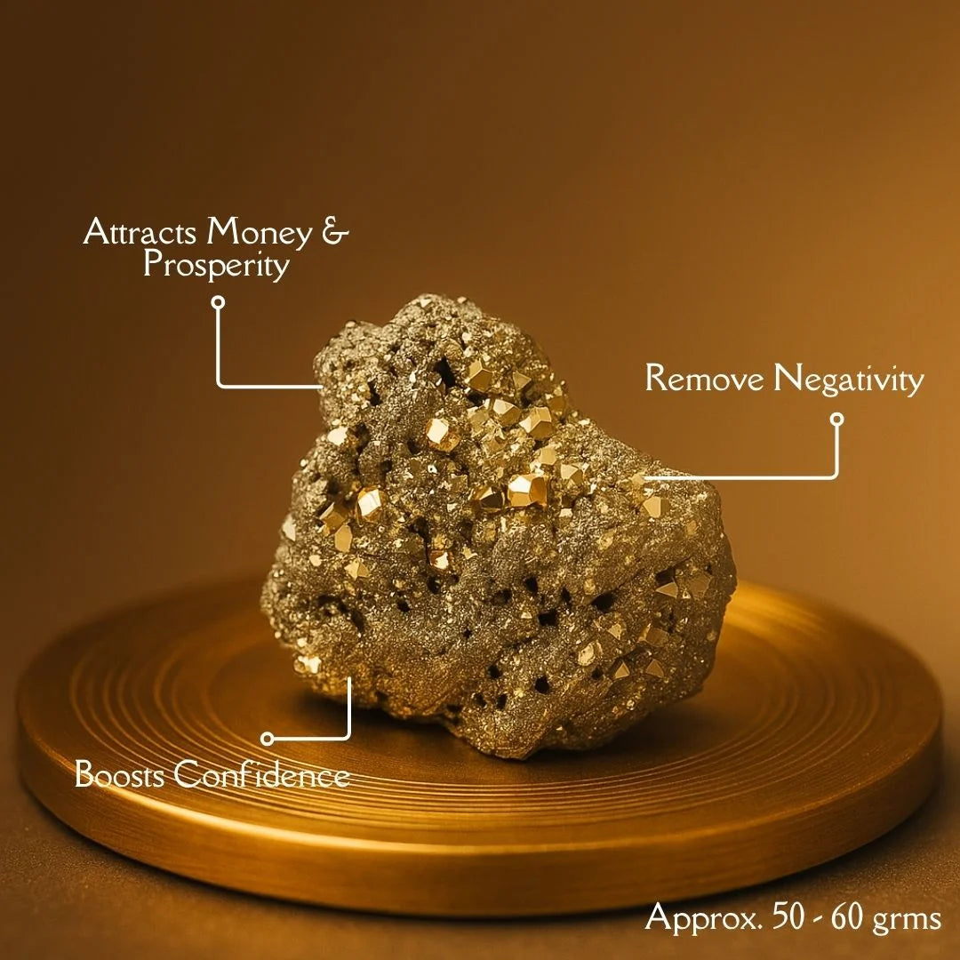 100% Natural Raw Pyrite Stone For Confidence, Success & Vastu Protection for Home/Office - 50–70grms