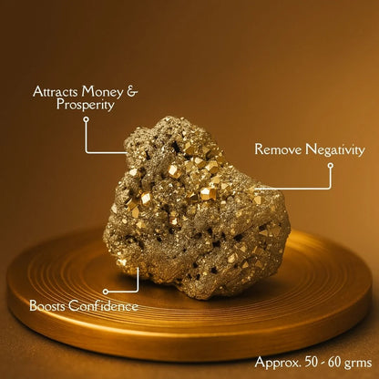 100% Natural Raw Pyrite Stone For Confidence, Success & Vastu Protection for Home/Office - 50–70grms