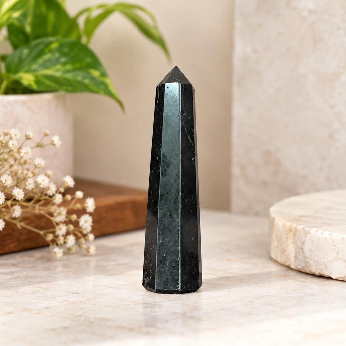 Natural Black Tourmaline Tower Crystal