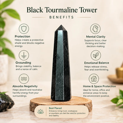 Natural Black Tourmaline Tower Crystal