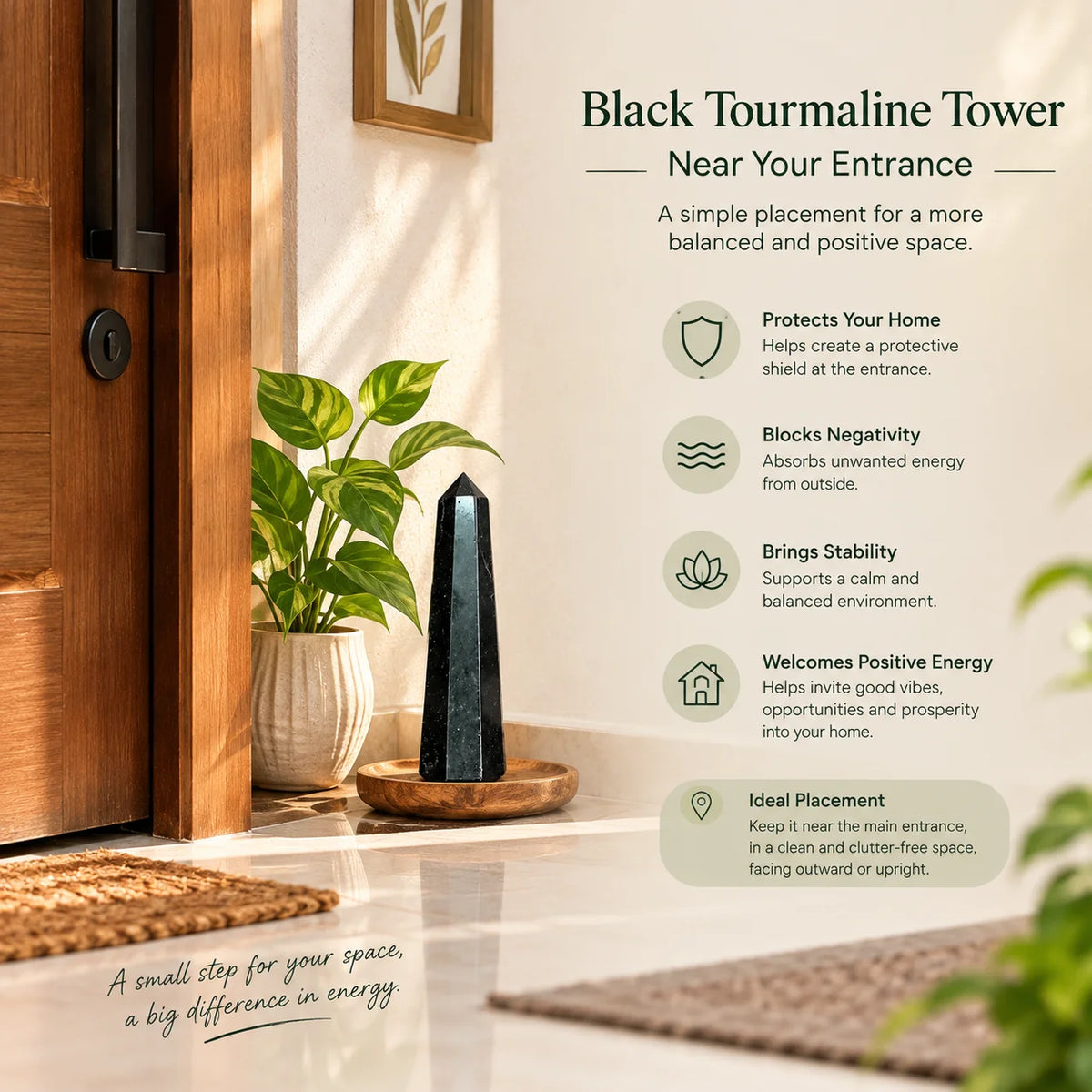 Natural Black Tourmaline Tower Crystal