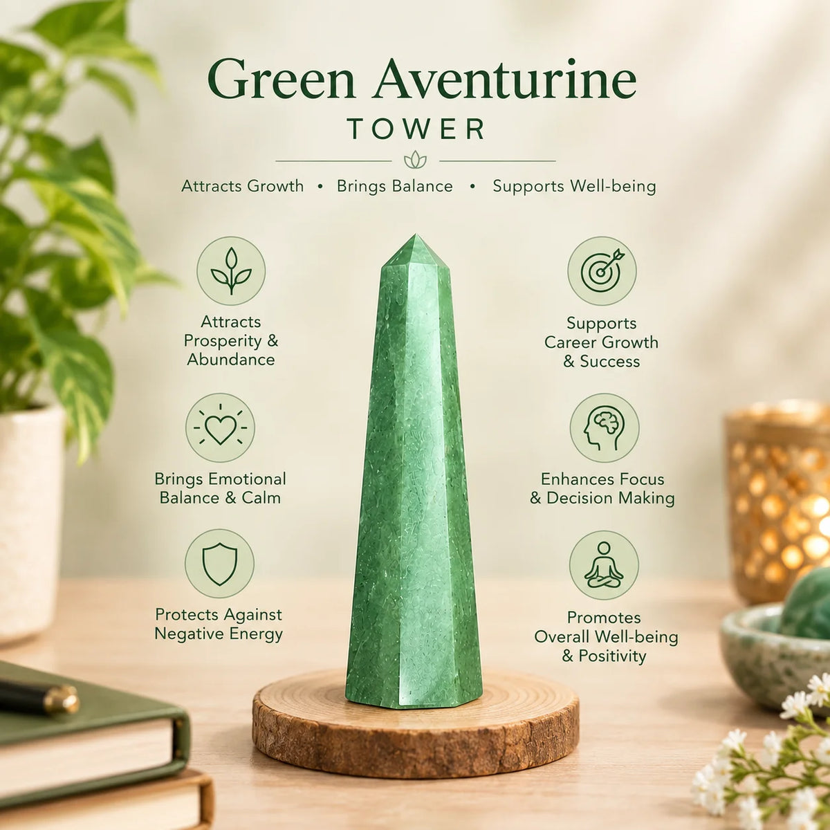 Natural Green Aventurine Tower