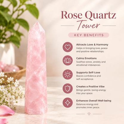 Natural Rose Quartz Crystal Tower