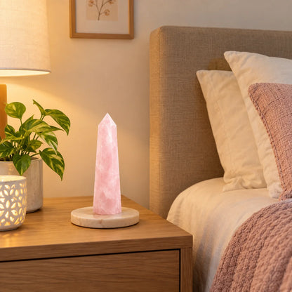 Natural Rose Quartz Crystal Tower