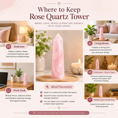 Natural Rose Quartz Crystal Tower