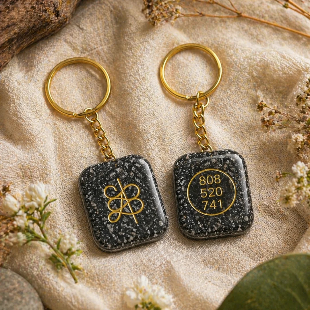 Pyrite Keychain with Zibu Symbol Money Magnet Keychain