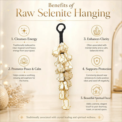 Raw Selenite Hanging