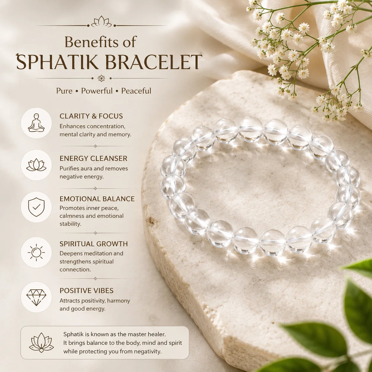 Sphatik Bracelet (Quartz Crystal Bracelet)