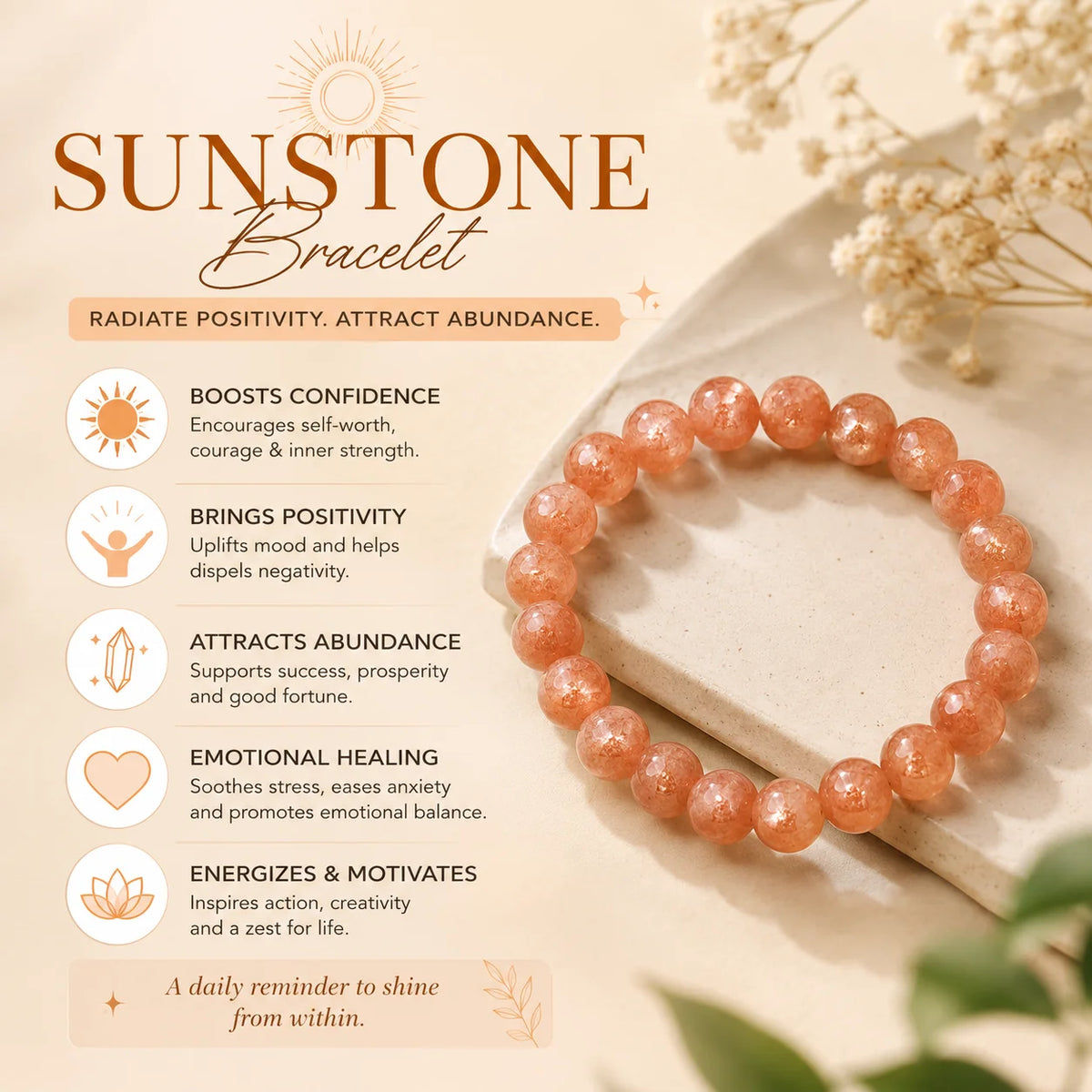 Sunstone Bracelet for Leadership