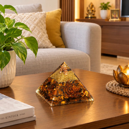 Tiger Eye Orgonite Pyramid
