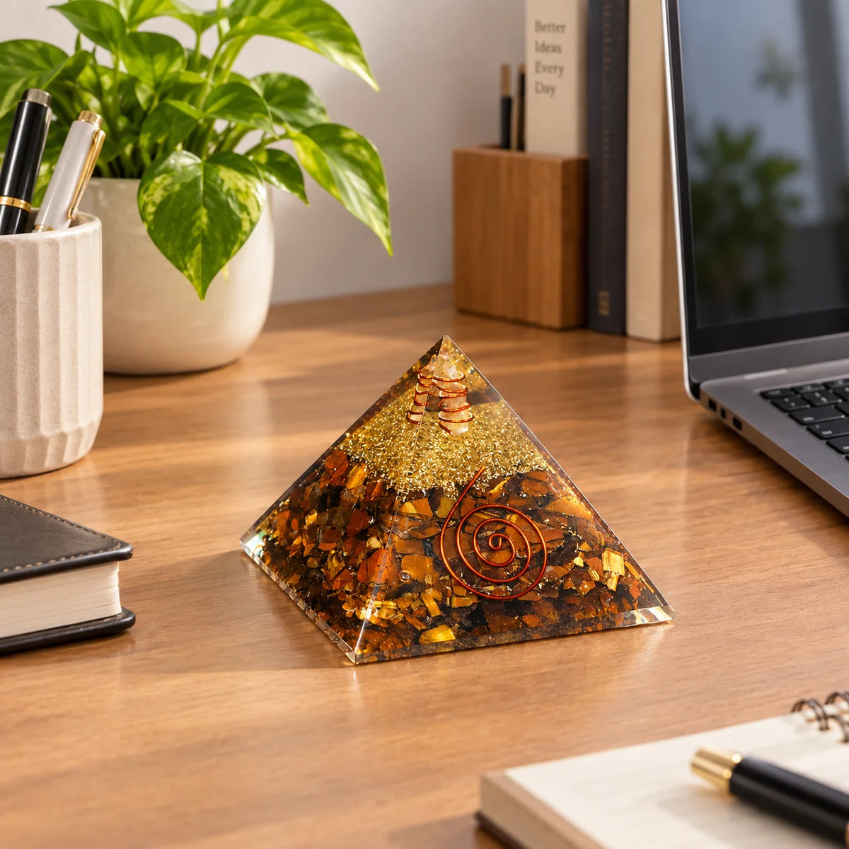 Tiger Eye Orgonite Pyramid