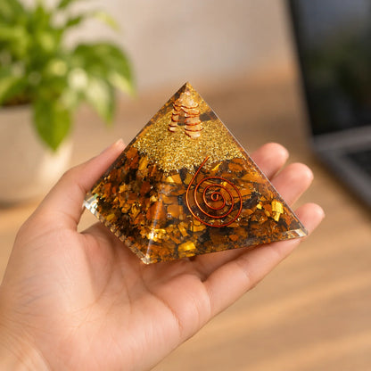Tiger Eye Orgonite Pyramid