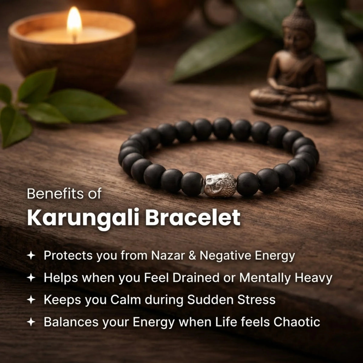 Karungali Bracelet with Buddha Bead – Shield Yourself from Negative Energy