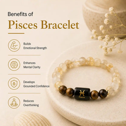 Pisces Zodiac Bracelet (मीन राशि) – Citrine & Tiger Eye Bracelet