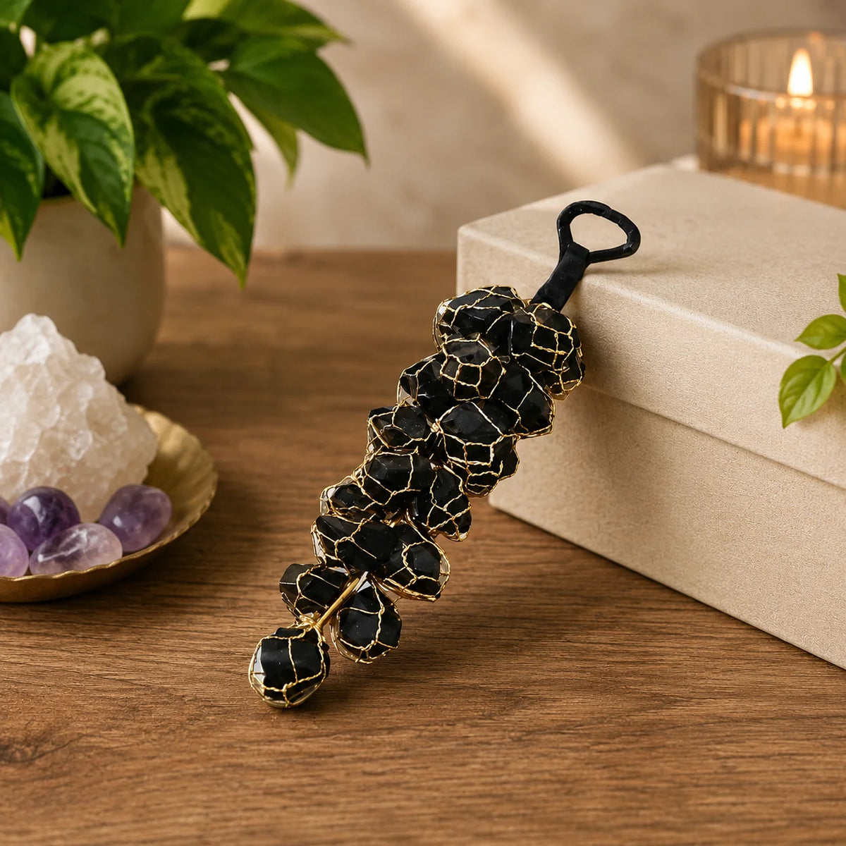 Black Tourmaline Hanging for Protection & Grounding