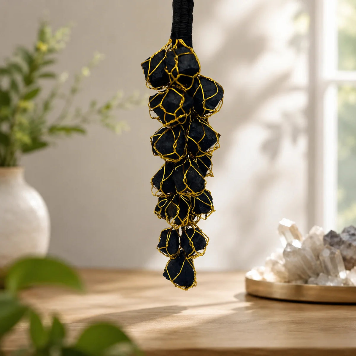 Black Tourmaline Hanging for Protection & Grounding