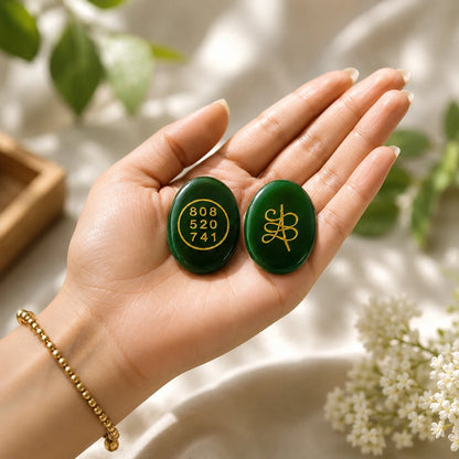 Green Jade Zibu Coin with Zibu Symbol