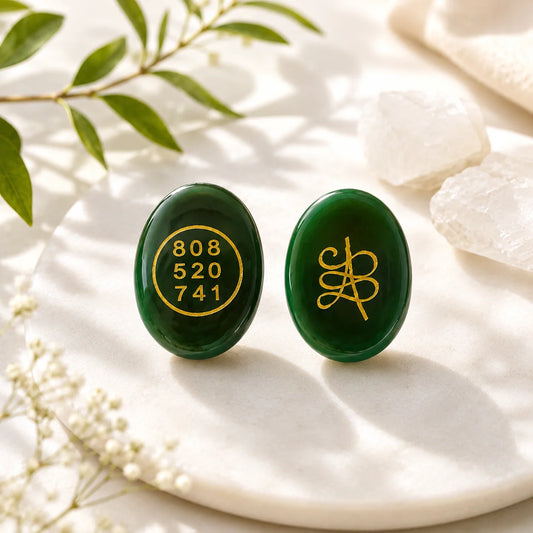 Green Jade Zibu Coin with Zibu Symbol