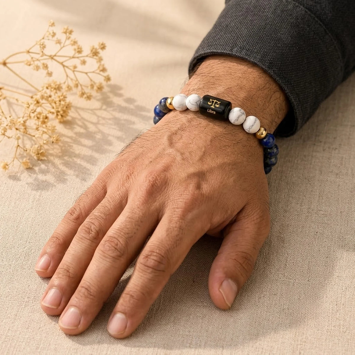 Libra Zodiac Bracelet (तुला राशि) – Lapis Lazuli &amp; Howlite Bracelet