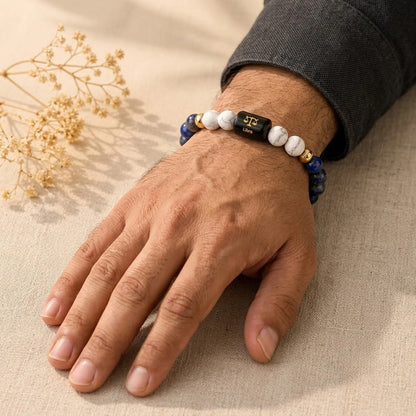 Libra Zodiac Bracelet (तुला राशि) – Lapis Lazuli &amp; Howlite Bracelet