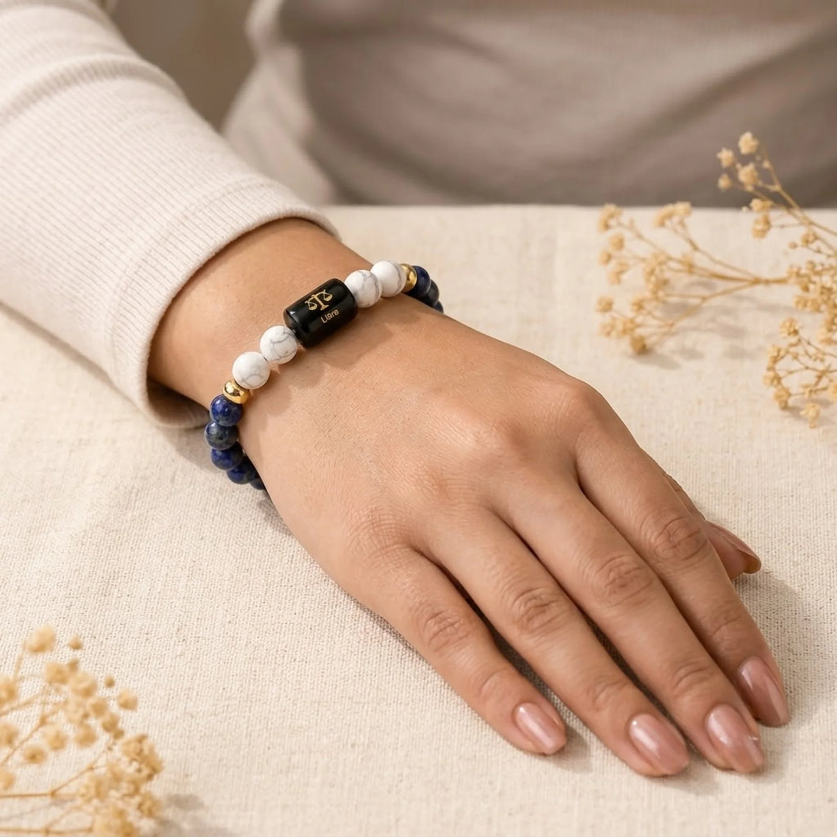 Libra Zodiac Bracelet (तुला राशि) – Lapis Lazuli &amp; Howlite Bracelet