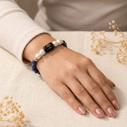 Libra Zodiac Bracelet (तुला राशि) – Lapis Lazuli &amp; Howlite Bracelet