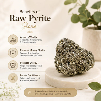 100% Natural Raw Pyrite Stone | For Wealth, Prosperity & Financial Growth | Confidence, Success & Vastu Protection for Home/Office
