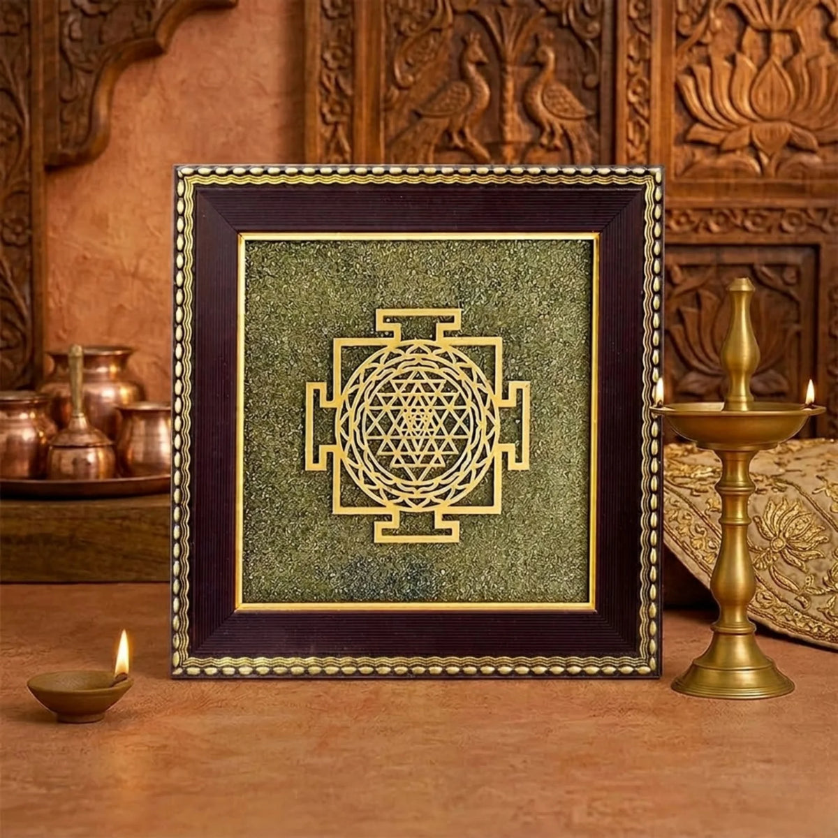 Shree Yantra Pyrite Frame – Vastu Frame for Wealth, Prosperity