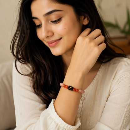 Taurus Zodiac Bracelet (वृषभ राशि) – Sunstone &amp; Carnelian Bracelet