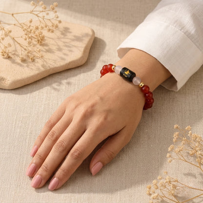 Virgo Zodiac Bracelet (कन्या राशि) – Carnelian &amp; Milky Quartz Bracelet